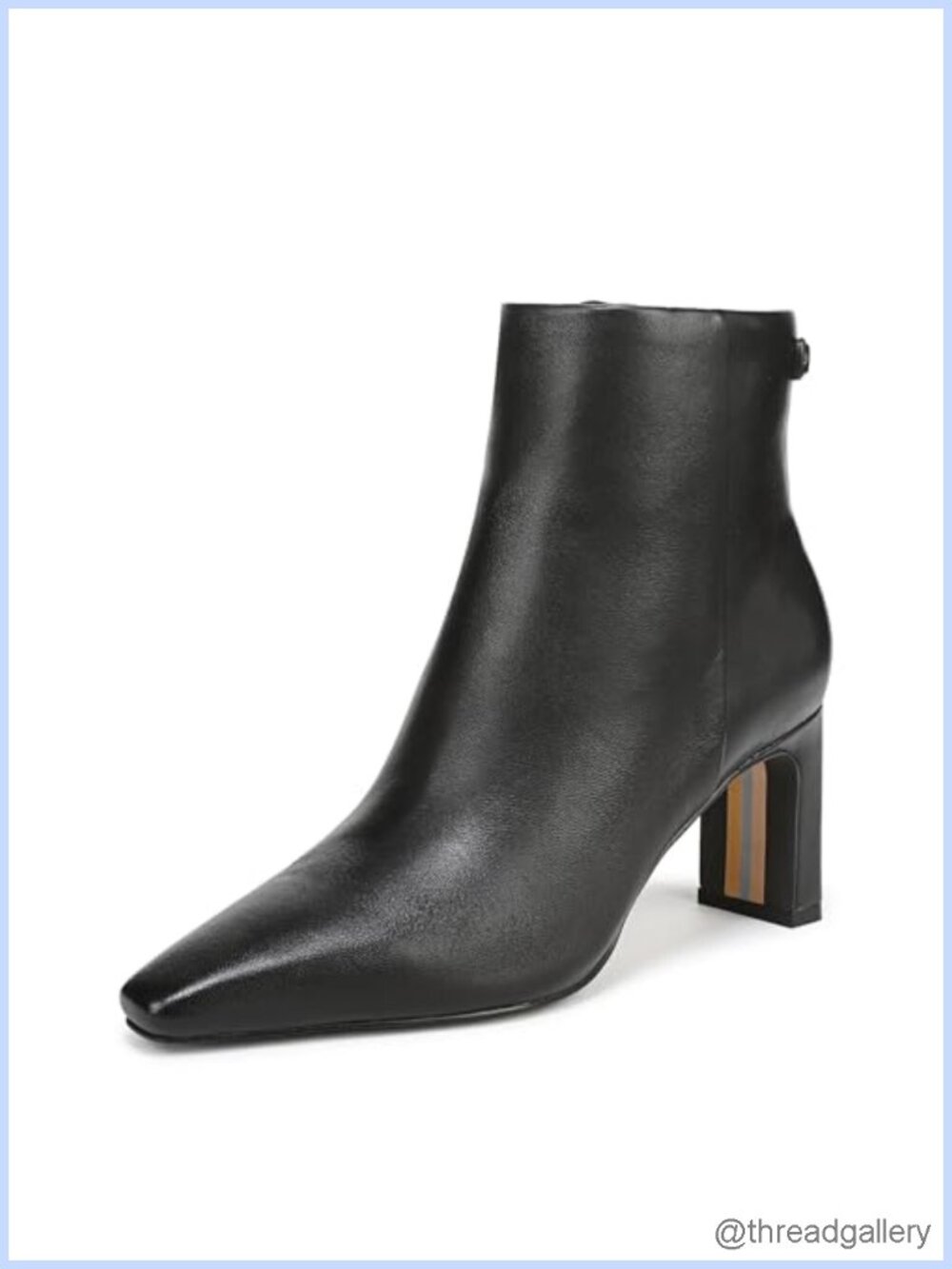 Heeled Ankle Bootie Snip Toe Block Heel Zip Leather Ankle Boot